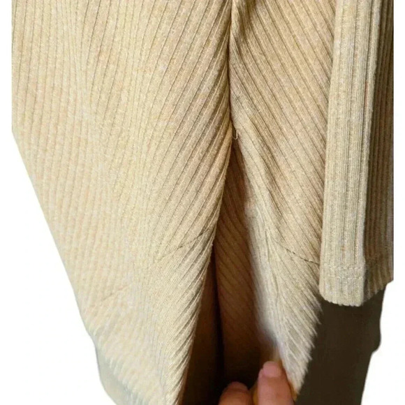 Last Tango Heather Tan Beige Ribbed Cowl Neck 3/4 Sleeve Tunic Top New One Size - Picture 6 of 7